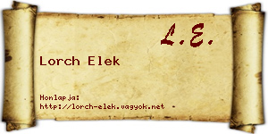 Lorch Elek névjegykártya